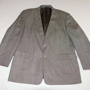 Lazetti Men's Houndstooth Sport Coat Size 44 Regular Beige Black Silk Wool 44R